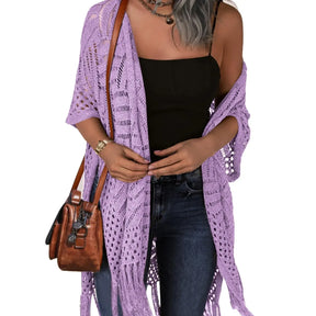 Womens Knit Cardigan Oversized Open Front Outwear New Spring & Summer Hollow Out Crochet Tassel Lightweight Kimonos Sweater Outdoorfun 2026 Womenswear Overall Style Knitwear Piece Tops thin