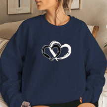 Crewneck Double Heart Print Sweatshirt