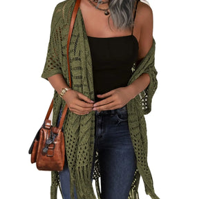Womens Knit Cardigan Oversized Open Front Outwear New Spring & Summer Hollow Out Crochet Tassel Lightweight Kimonos Sweater Outdoorfun 2026 Womenswear Overall Style Knitwear Piece Tops thin