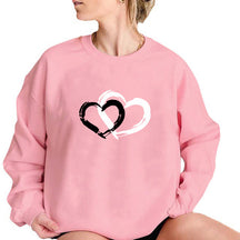 Crewneck Double Heart Print Sweatshirt