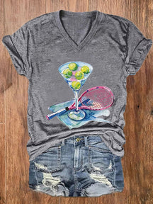 Women's Funny Tennis Tennis Lover Print V-Neck T-Shirt