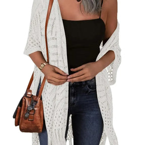 Womens Knit Cardigan Oversized Open Front Outwear New Spring & Summer Hollow Out Crochet Tassel Lightweight Kimonos Sweater Outdoorfun 2026 Womenswear Overall Style Knitwear Piece Tops thin