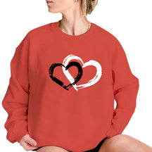 Crewneck Double Heart Print Sweatshirt