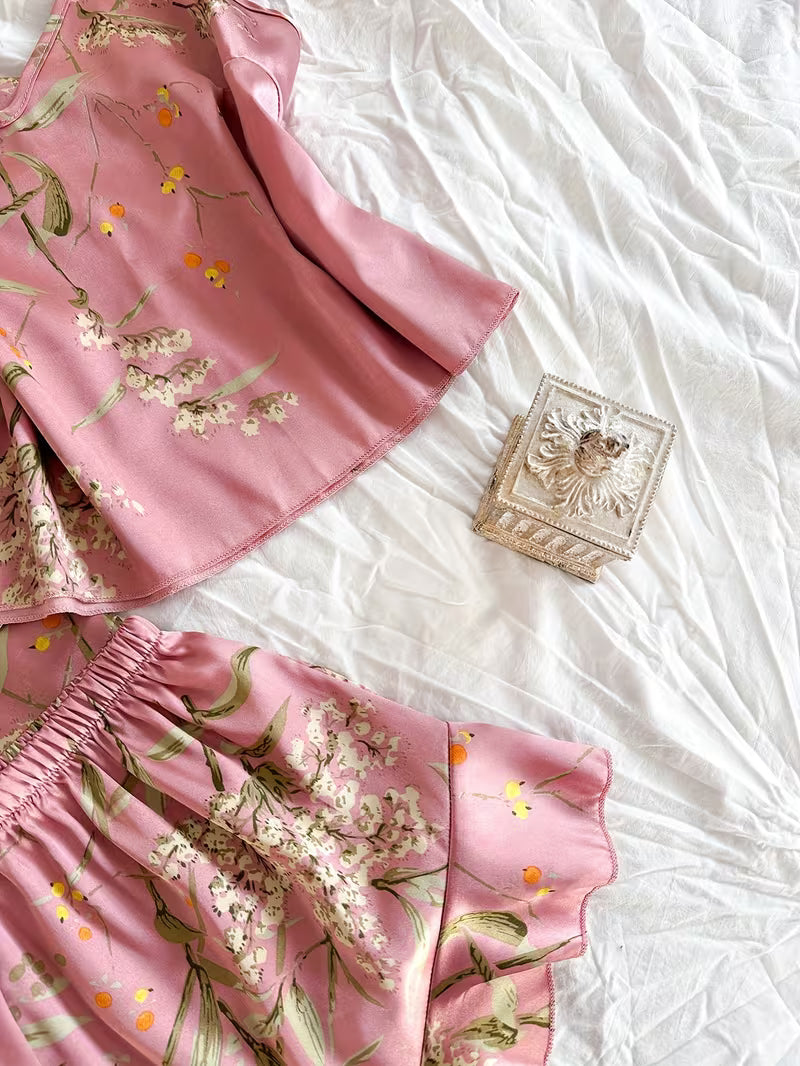 Women's Four-Season Breathable Comfortable Printed Nightgown Set, 5pcs