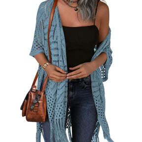 Womens Knit Cardigan Oversized Open Front Outwear New Spring & Summer Hollow Out Crochet Tassel Lightweight Kimonos Sweater Outdoorfun 2026 Womenswear Overall Style Knitwear Piece Tops thin
