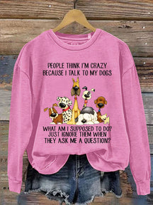 Funng Dog Lover Letter Print Sweatshirt