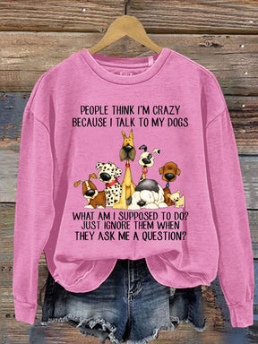 Funng Dog Lover Letter Print Sweatshirt