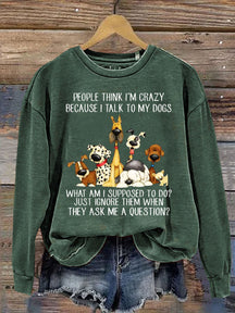 Funng Dog Lover Letter Print Sweatshirt