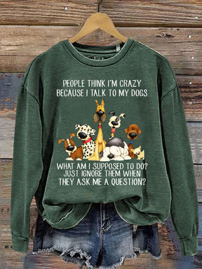 Funng Dog Lover Letter Print Sweatshirt