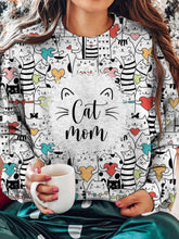Cat Printed Long Sleeve Casual Top