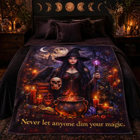 Gothic Witch Blanket With Black Cat. Skull. Raven Halloween Home Decor