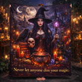 Gothic Witch Blanket With Black Cat. Skull. Raven Halloween Home Decor