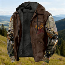 Men'S Winter Zipper Hooded Jackets - Deer Head Pattern Hoodies With Zipper Opening, Pocket, Retro Style Hooded Sweatshirts,