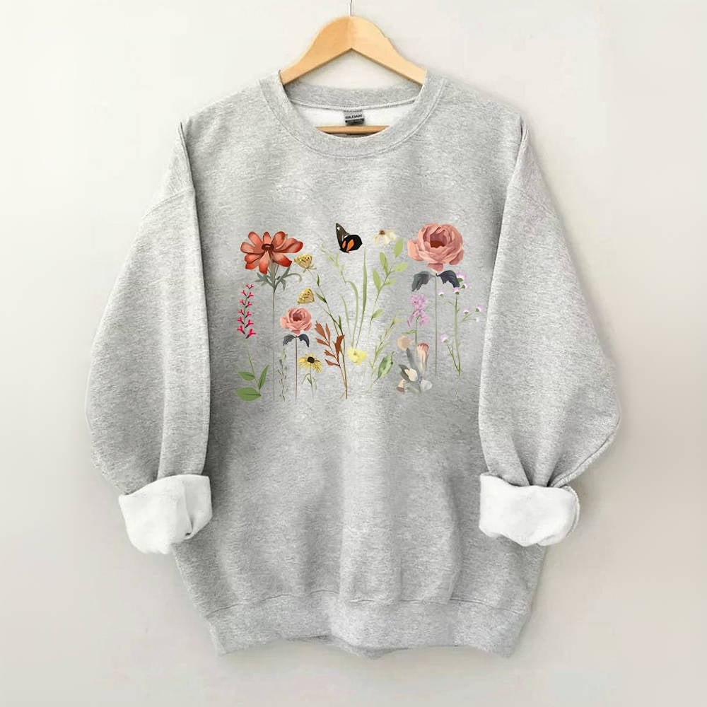 sweat-shirt botanique de fleurs sauvages vintage