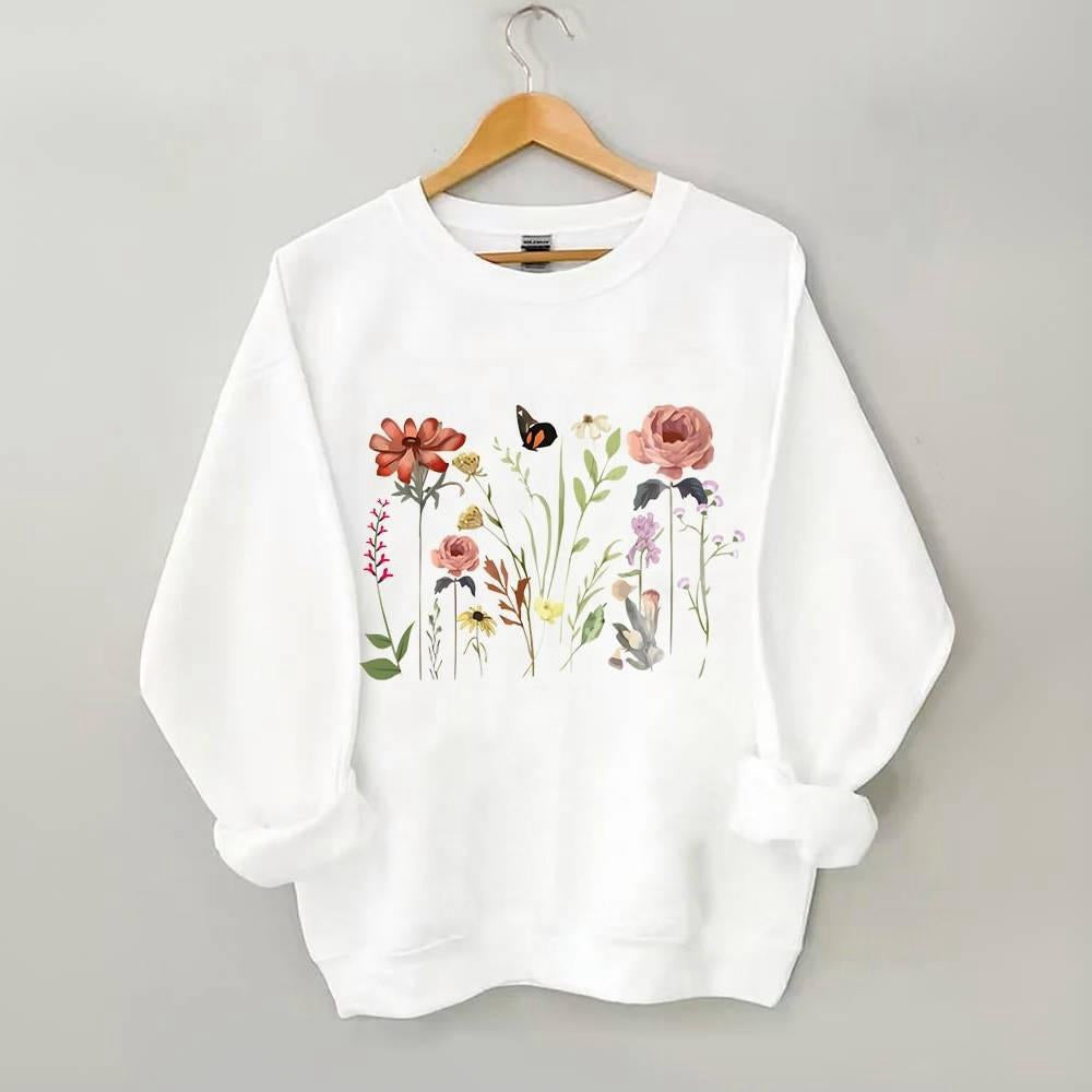 sweat-shirt botanique de fleurs sauvages vintage