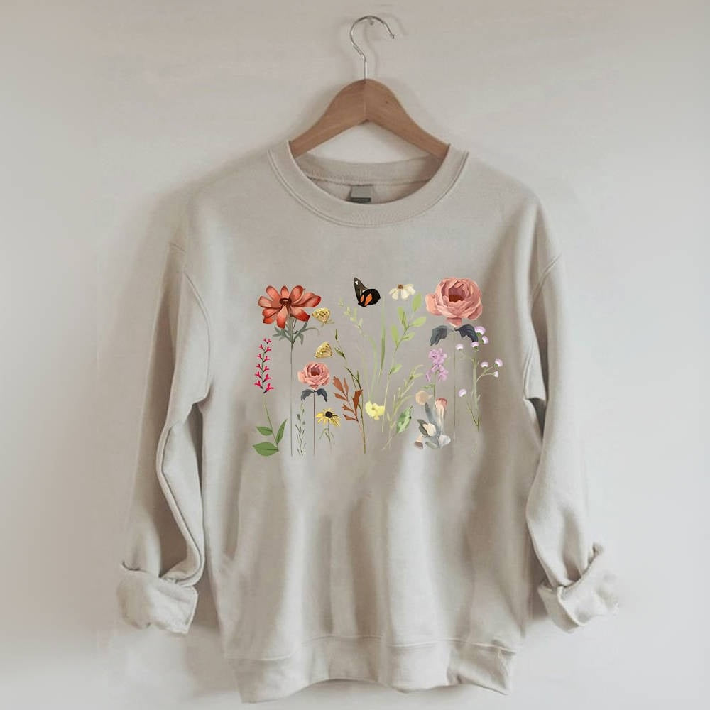 sweat-shirt botanique de fleurs sauvages vintage