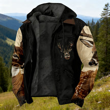 Men'S Winter Zipper Hooded Jackets - Deer Head Pattern Hoodies With Zipper Opening, Pocket, Retro Style Hooded Sweatshirts,