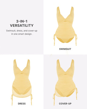 All-In-One Mesh Wrap Shaping Swimsuit