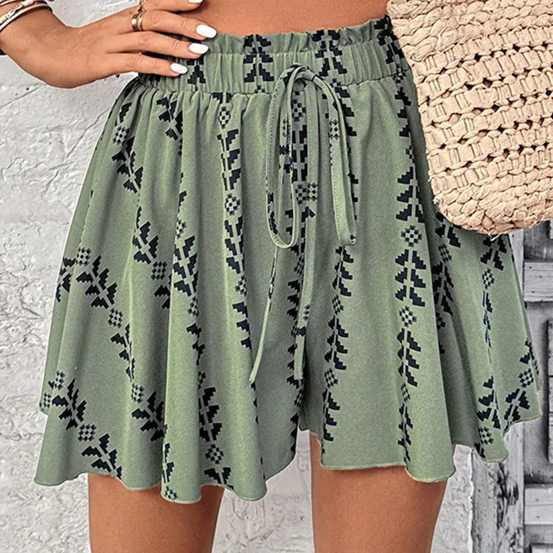 🔥💃Women's Bohemian Print High-Waist Shorts