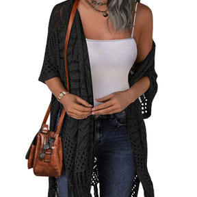 Womens Knit Cardigan Oversized Open Front Outwear New Spring & Summer Hollow Out Crochet Tassel Lightweight Kimonos Sweater Outdoorfun 2026 Womenswear Overall Style Knitwear Piece Tops thin