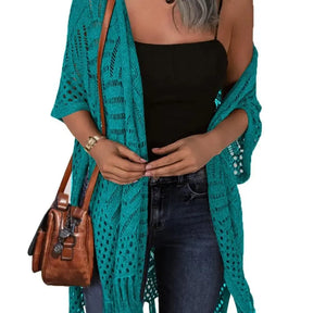 Womens Knit Cardigan Oversized Open Front Outwear New Spring & Summer Hollow Out Crochet Tassel Lightweight Kimonos Sweater Outdoorfun 2026 Womenswear Overall Style Knitwear Piece Tops thin