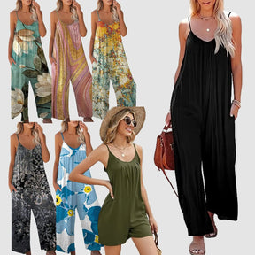 ✨✨Plus Size Women Fashion Wide Leg Suspender Jumpsuit with Pockets Curvy Overalls 【Super Stretchy】【Plus Size M-3XL】