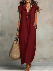 Elegant flowing sleeve floor-length dress