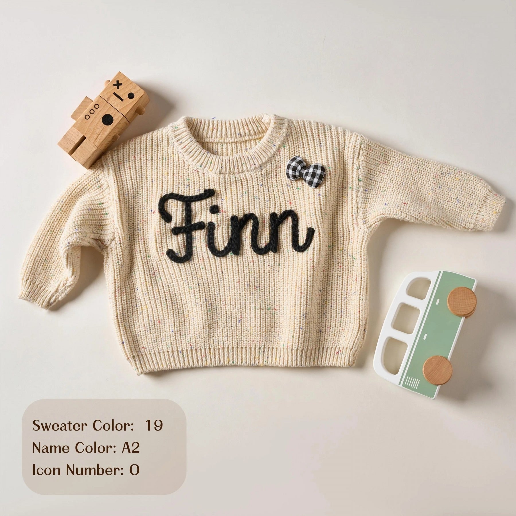 Custom Embroidered Baby Sweater - Toddler Knit Sweatshirt - Baby Name Jumper