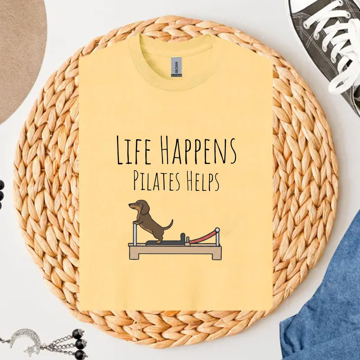 Comfort Colors Life Happens Pilates Helps T-shirt