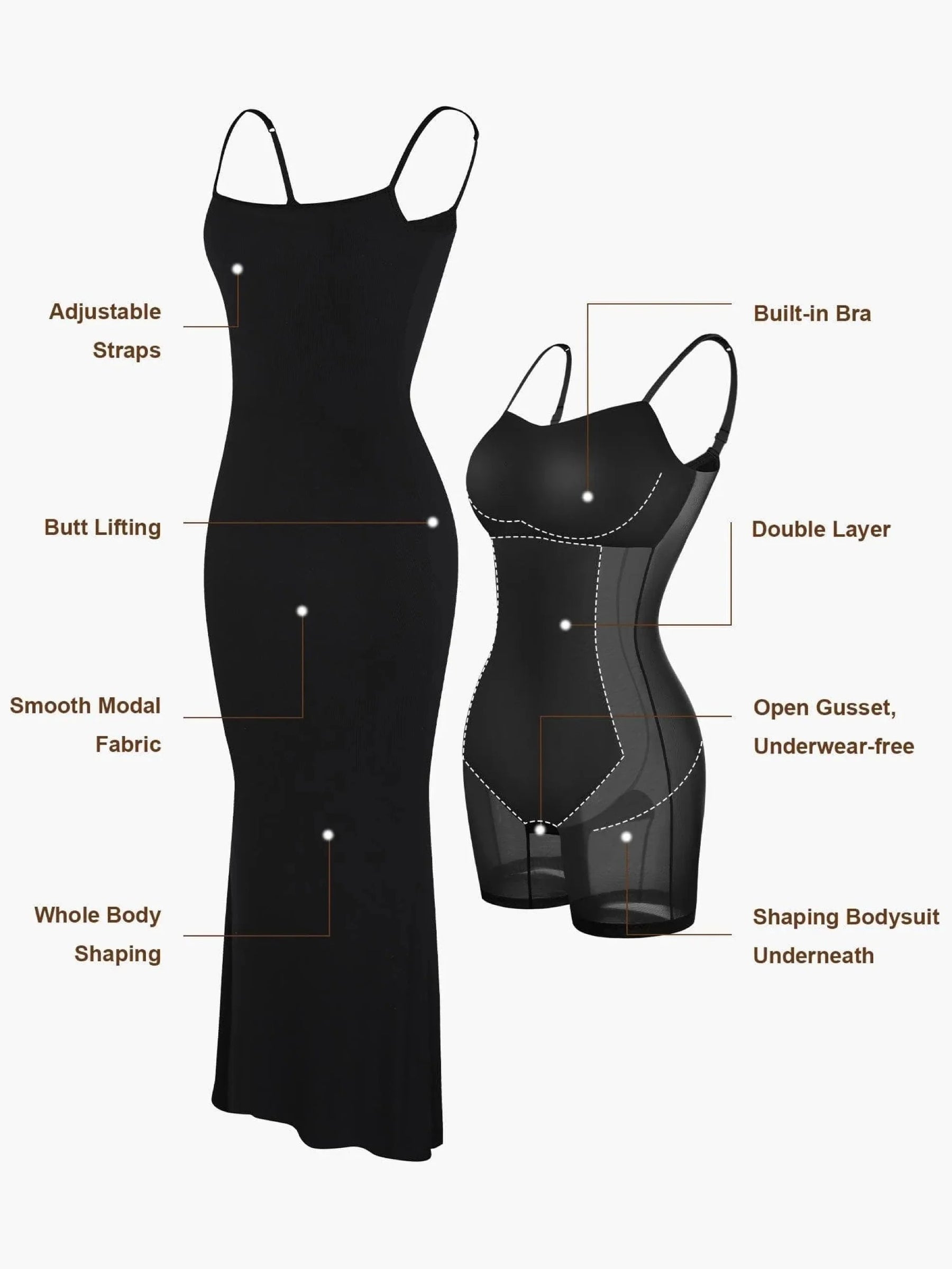 Built-In Shapewear Maxi Dress (Buy 2 Free Shipping)