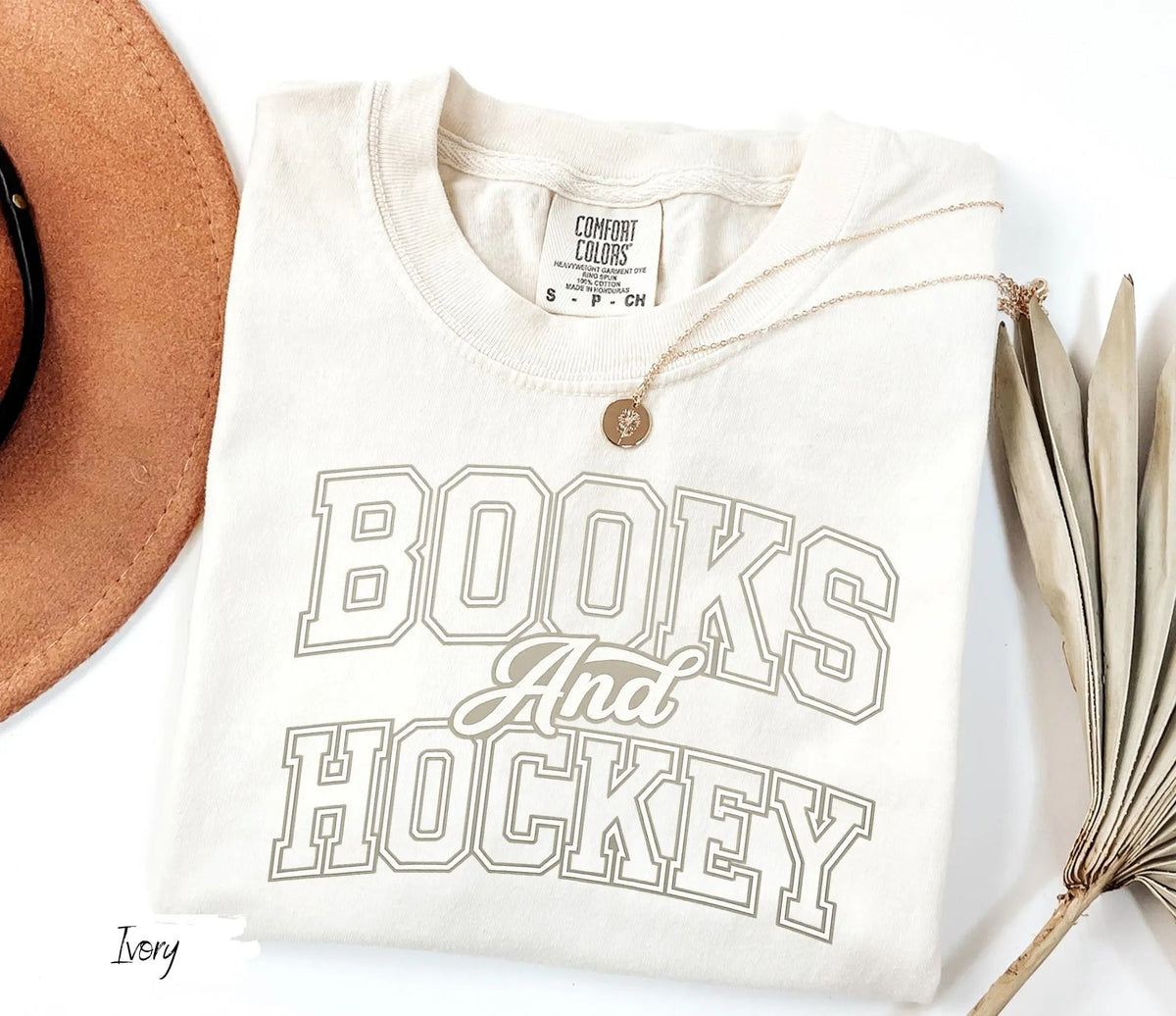 Comfort Colors Books And Hockey T-shirt