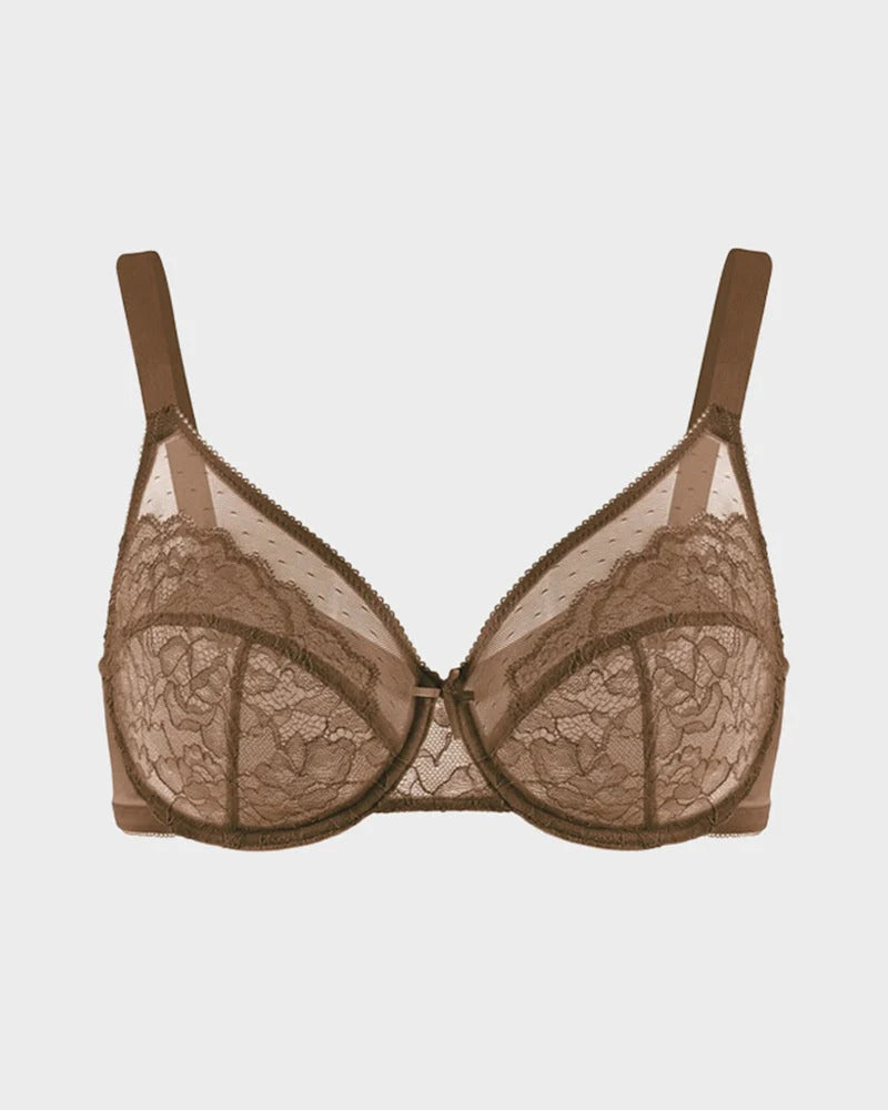 Full Coverage Lace Minimizer Bra - Petal