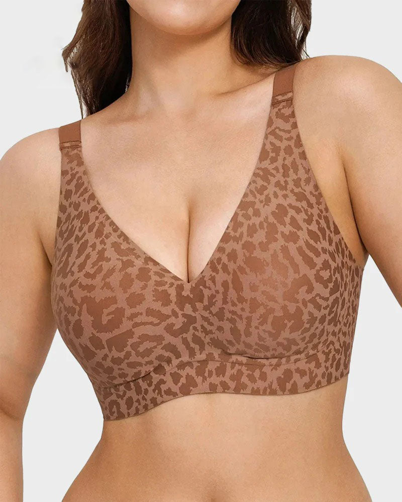 Wireless Leopard V-Neck Contour Bra