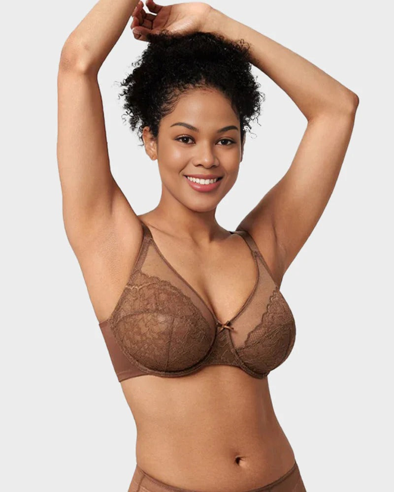 Full Coverage Lace Minimizer Bra - Petal