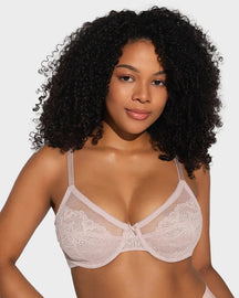 Full Coverage Lace Minimizer Bra - Petal
