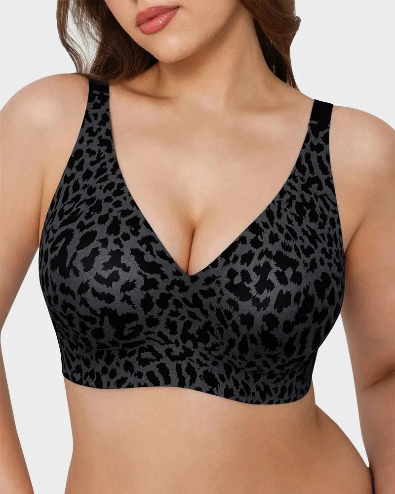 Wireless Leopard V-Neck Contour Bra