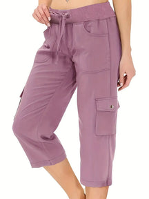 Women’s Cargo Capri Lightweight Hiking Pants 6 Pockets Quick Dry Casual Outdoor Trip Loose Shorts
