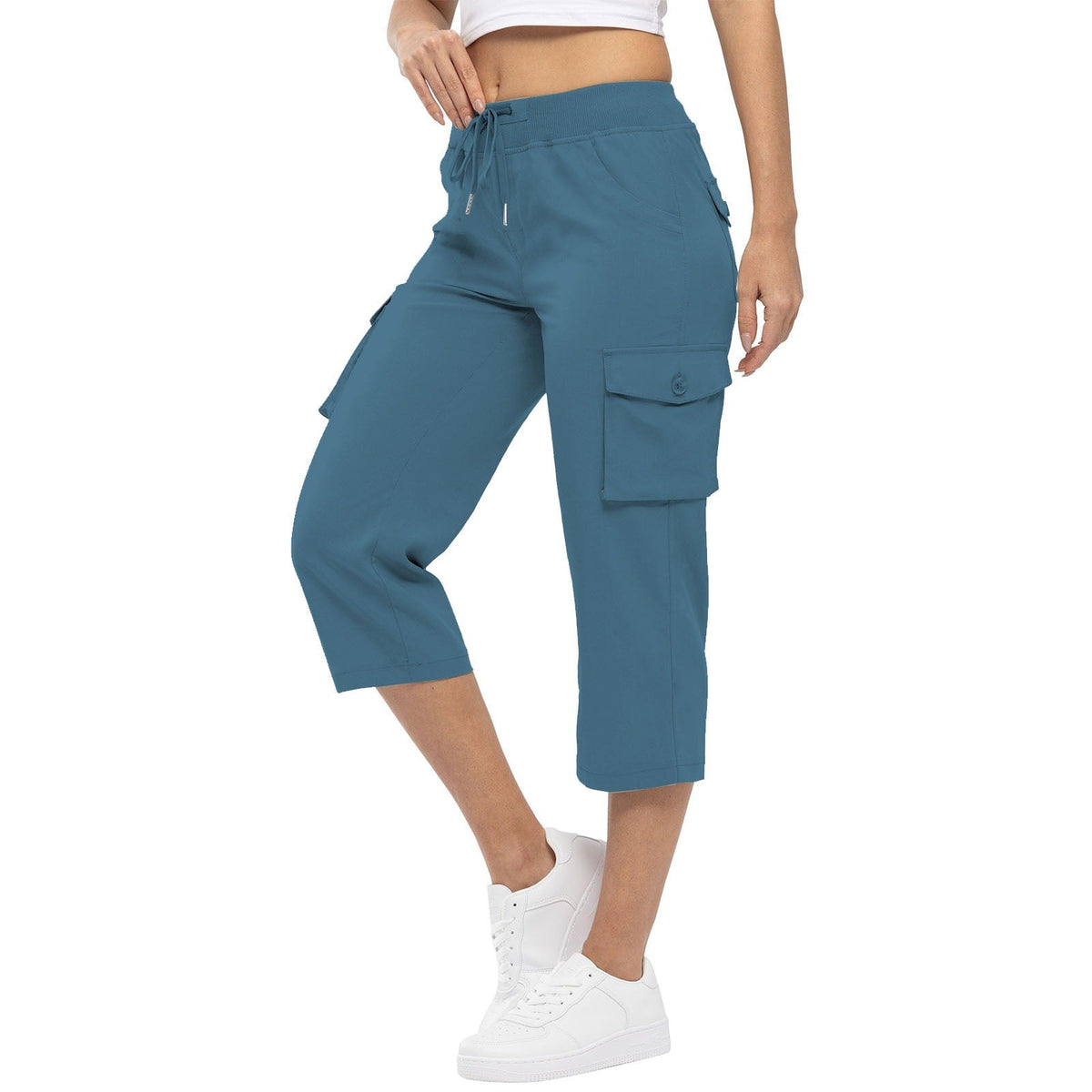 Women’s Cargo Capri Lightweight Hiking Pants 6 Pockets Quick Dry Casual Outdoor Trip Loose Shorts