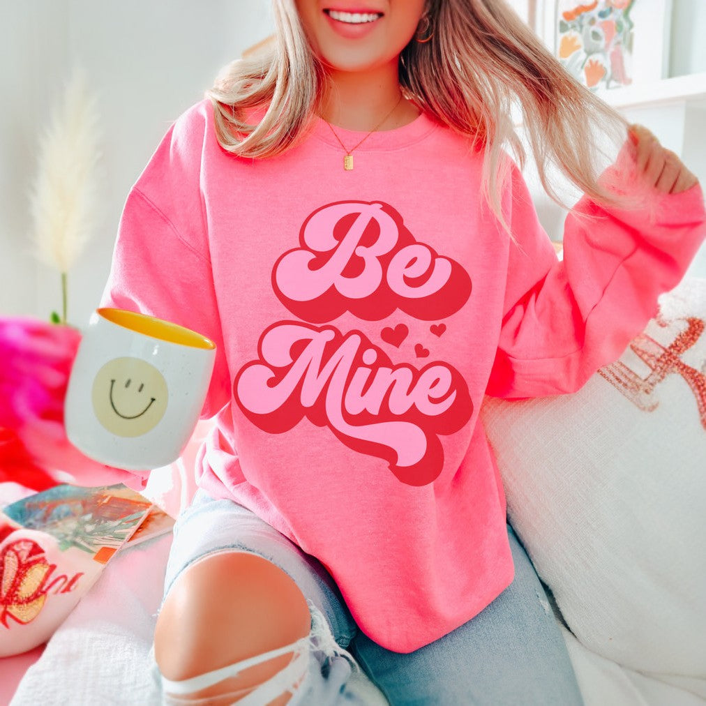Be Mine Retro Safety Pink Valentines Sweatshirt
