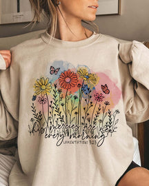 His Mercy Is New Every Morning Flowers Crew Neck Sweatshirt