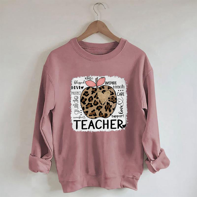 Sweat-shirt Professeur Léopard Pomme