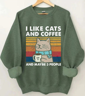 Sweat-shirt J'aime les chats et le café