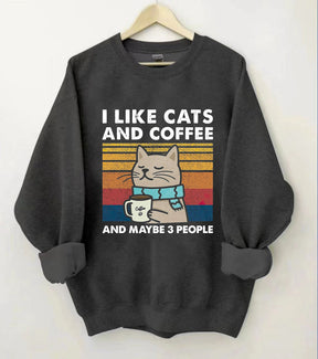 Sweat-shirt J'aime les chats et le café