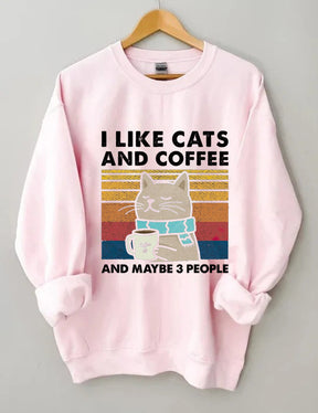 Sweat-shirt J'aime les chats et le café