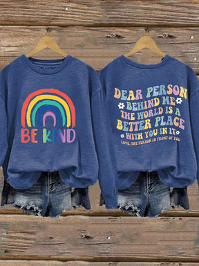 Women'S Casual Be Kind Printed Long Sleeve Sweatshirt