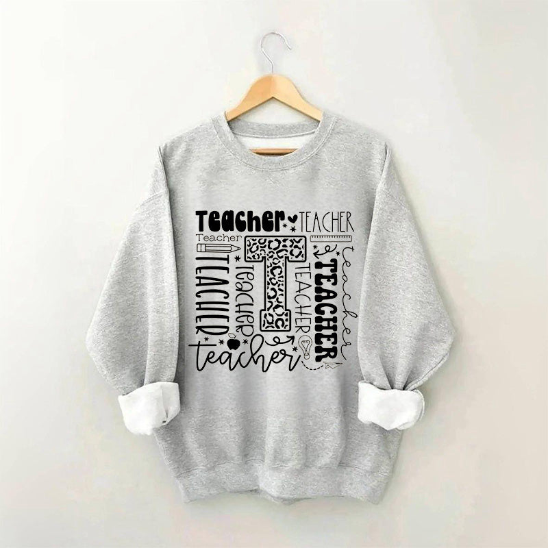 Teacher Letter Print Sweatshirt