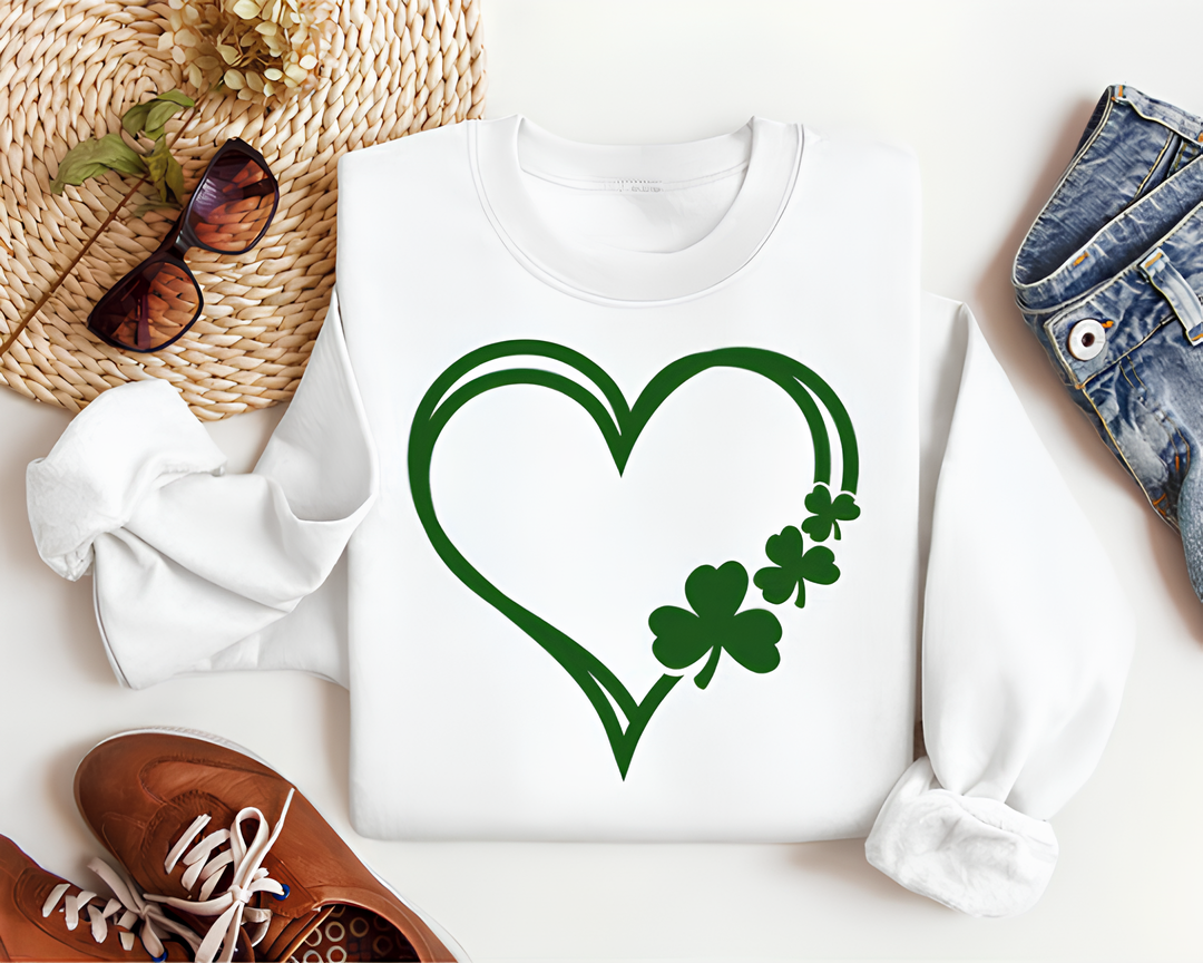 Sweat-shirt imprimé mignon Shamrock Heart