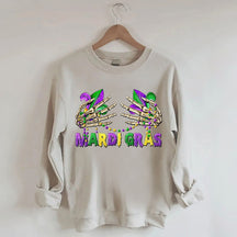 Sweat-shirt mains squelettes du Mardi Gras