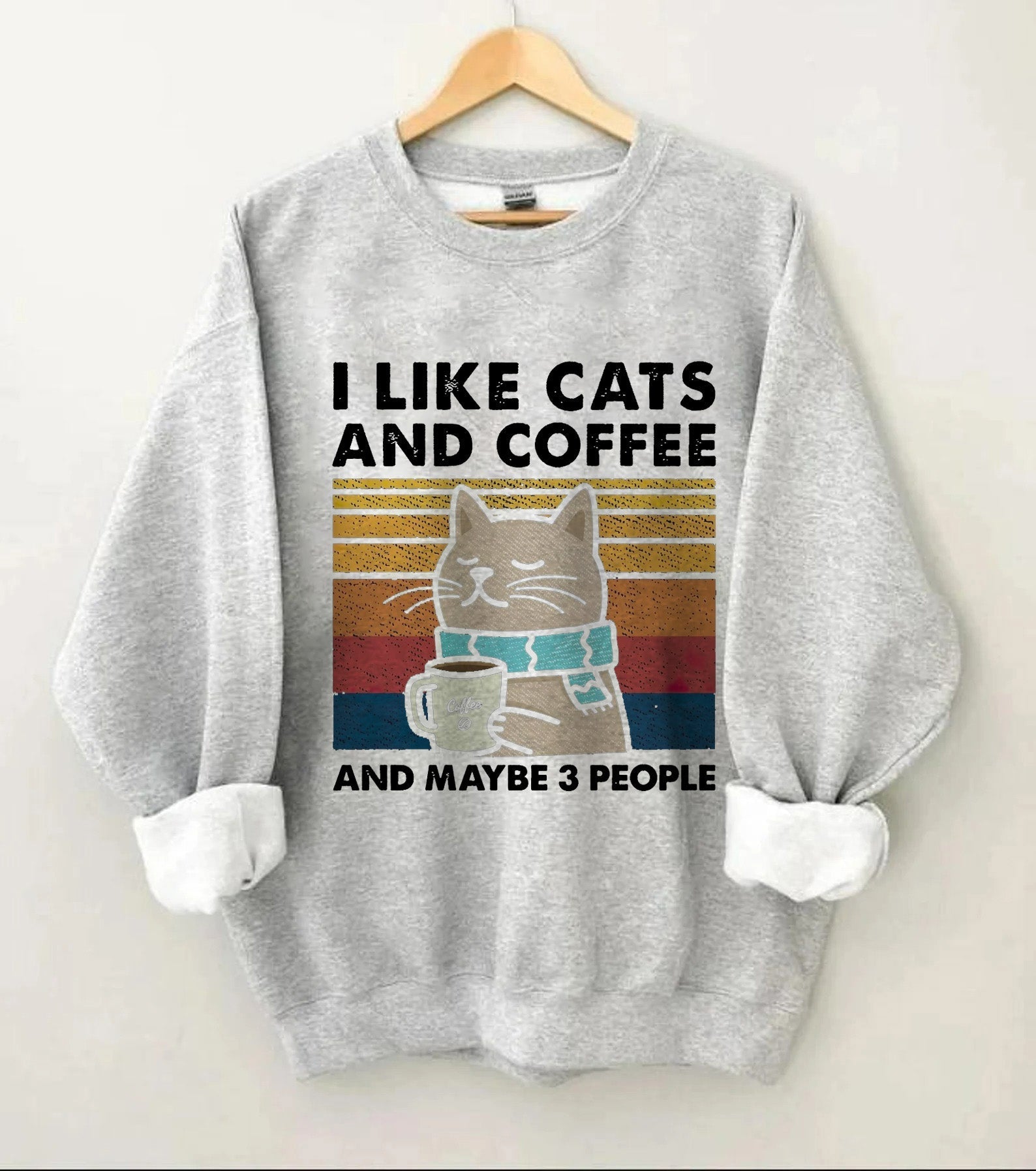Sweat-shirt J'aime les chats et le café