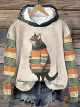 Women's  Winter Cat Printed Hoodie